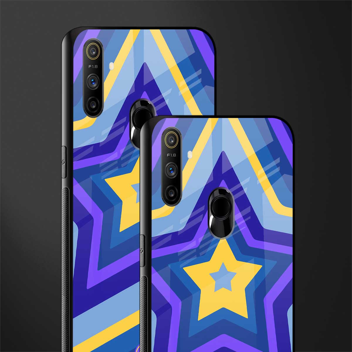 y2k yellow blue stars glass case for realme narzo 10a image-2