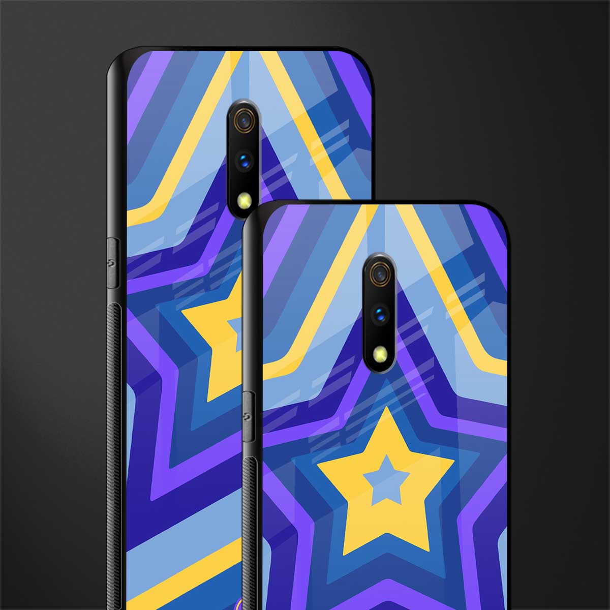 y2k yellow blue stars glass case for realme x image-2