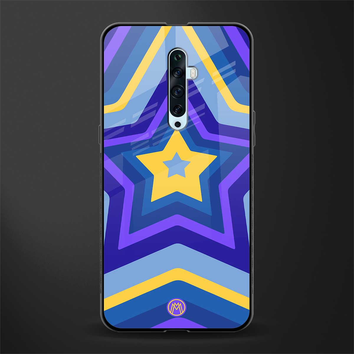 y2k yellow blue stars glass case for oppo reno 2z image