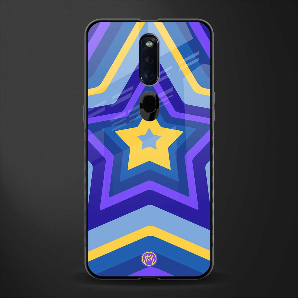 y2k yellow blue stars glass case for oppo f11 pro image
