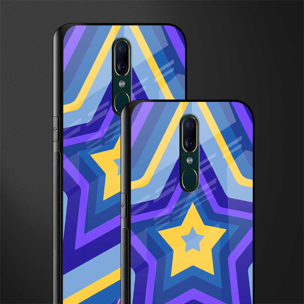 y2k yellow blue stars glass case for oppo f11 image-2