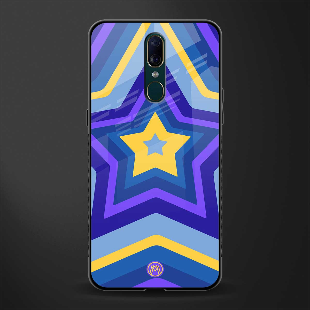 y2k yellow blue stars glass case for oppo a9 image