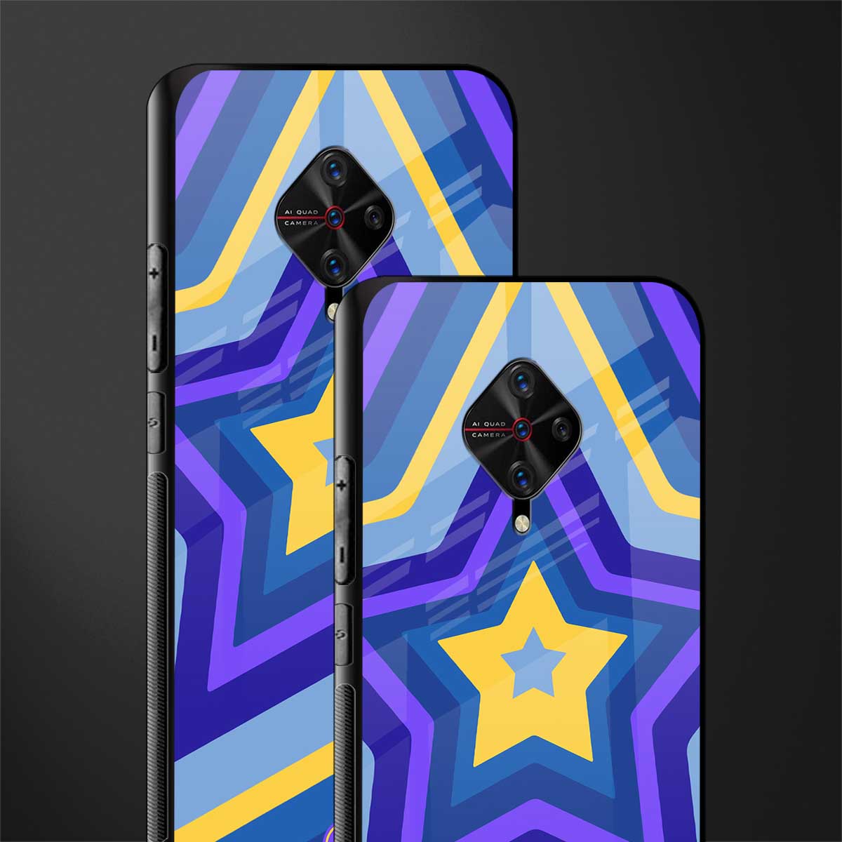 y2k yellow blue stars glass case for vivo s1 pro image-2