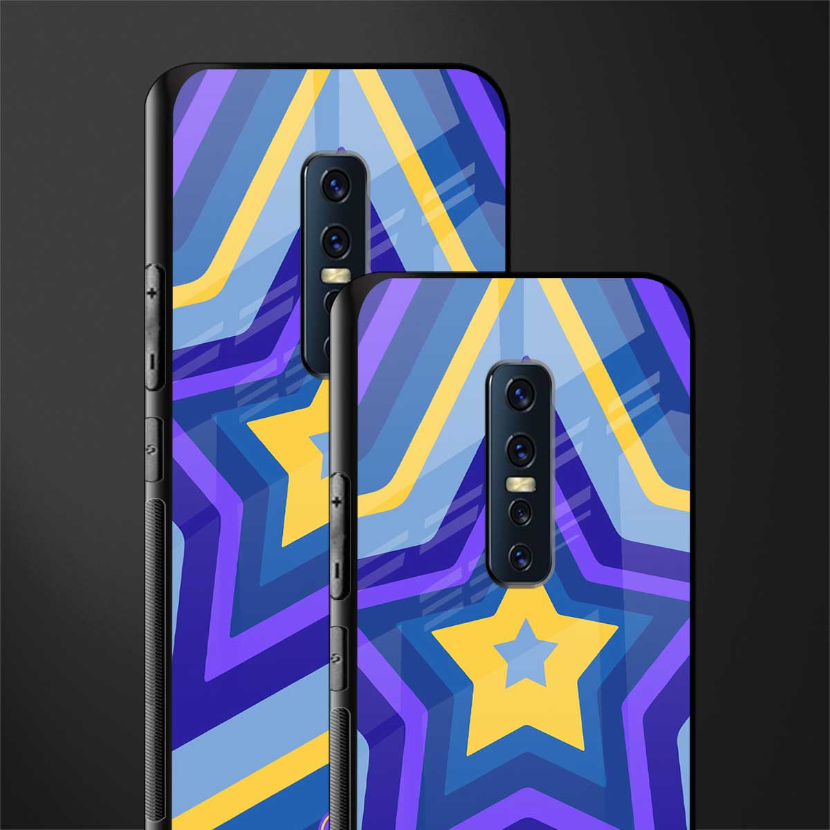 y2k yellow blue stars glass case for vivo v17 pro image-2