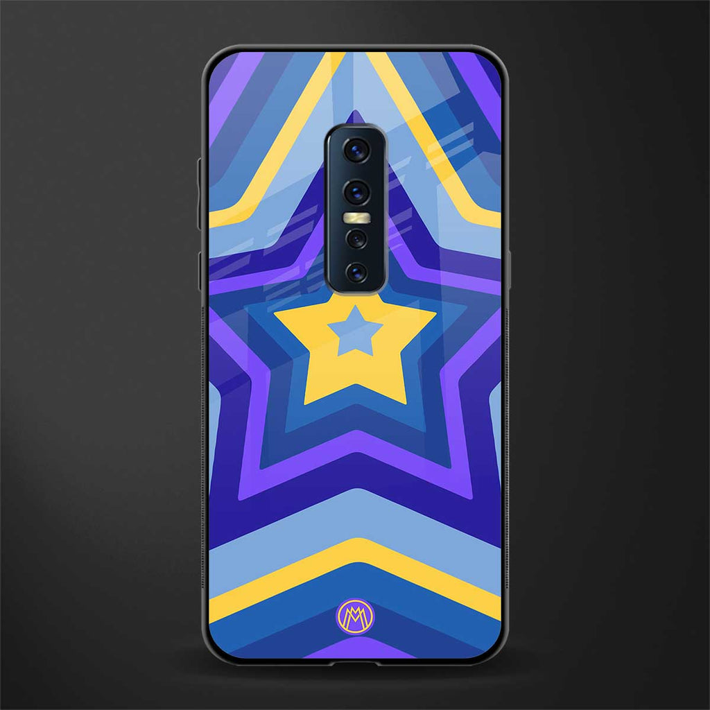y2k yellow blue stars glass case for vivo v17 pro image