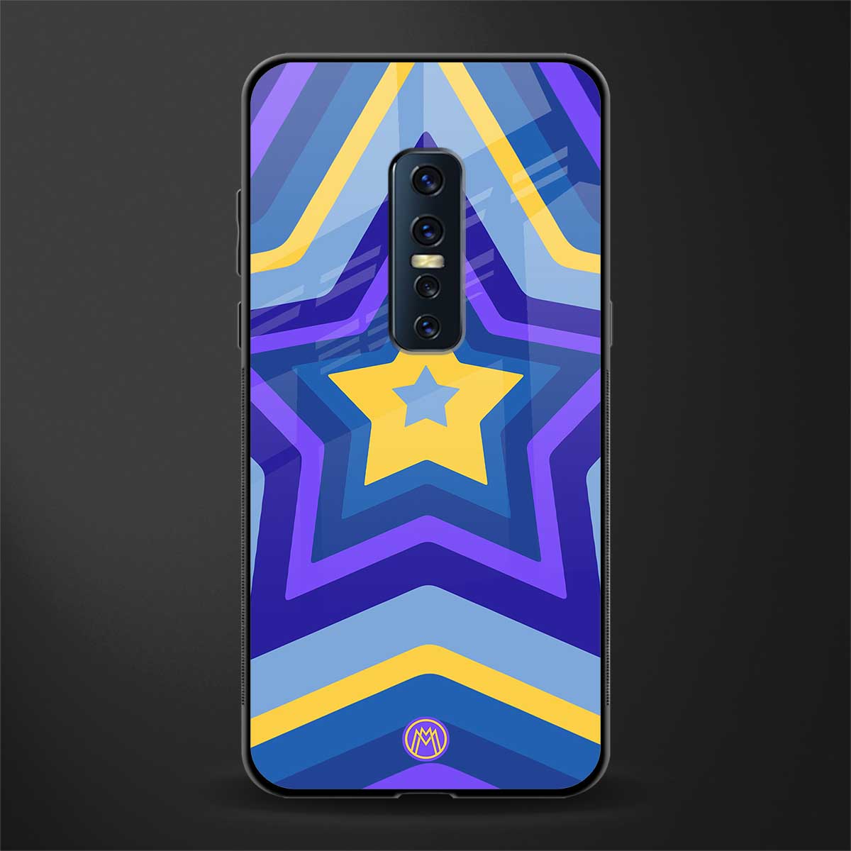 y2k yellow blue stars glass case for vivo v17 pro image