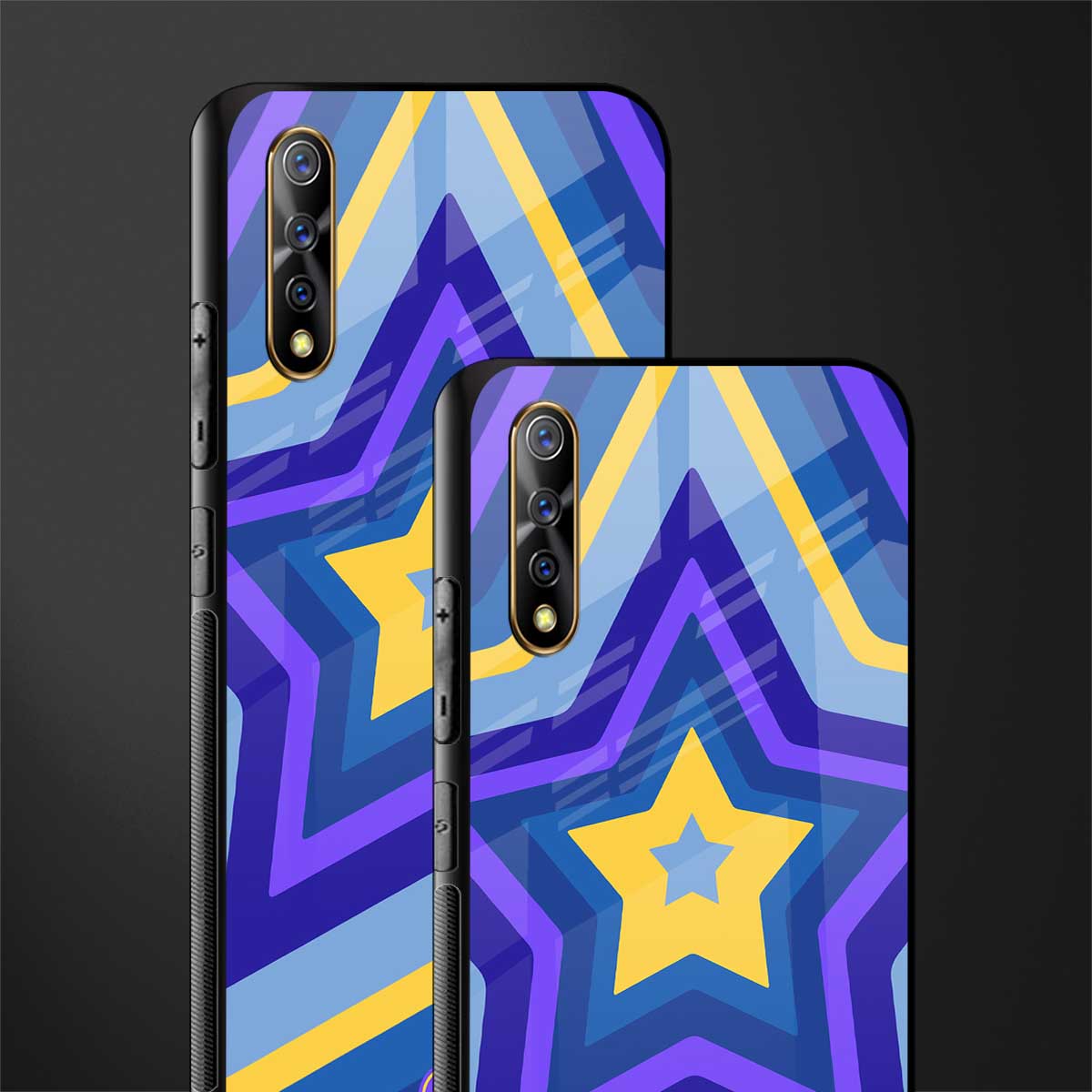 y2k yellow blue stars glass case for vivo z1x image-2