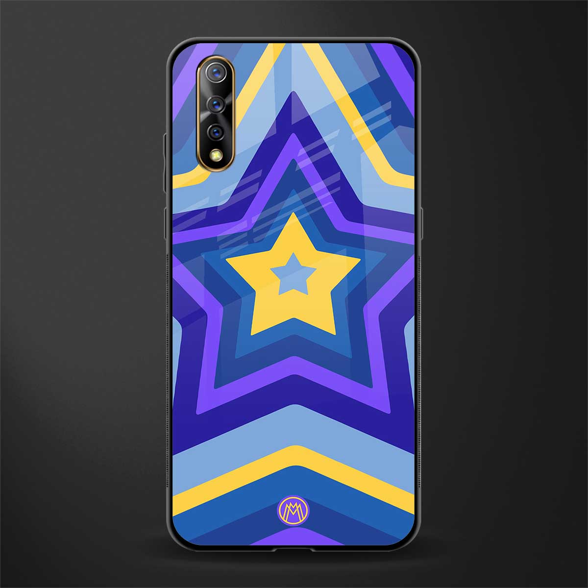 y2k yellow blue stars glass case for vivo z1x image