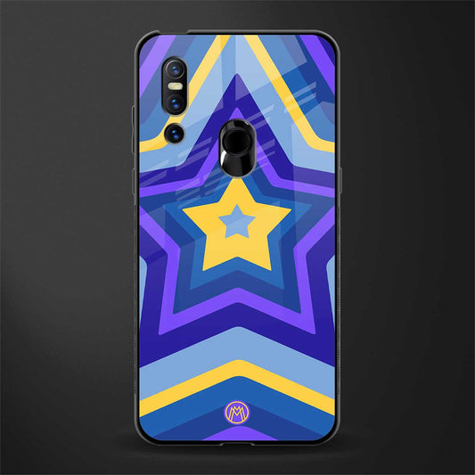 y2k yellow blue stars glass case for vivo v15 image