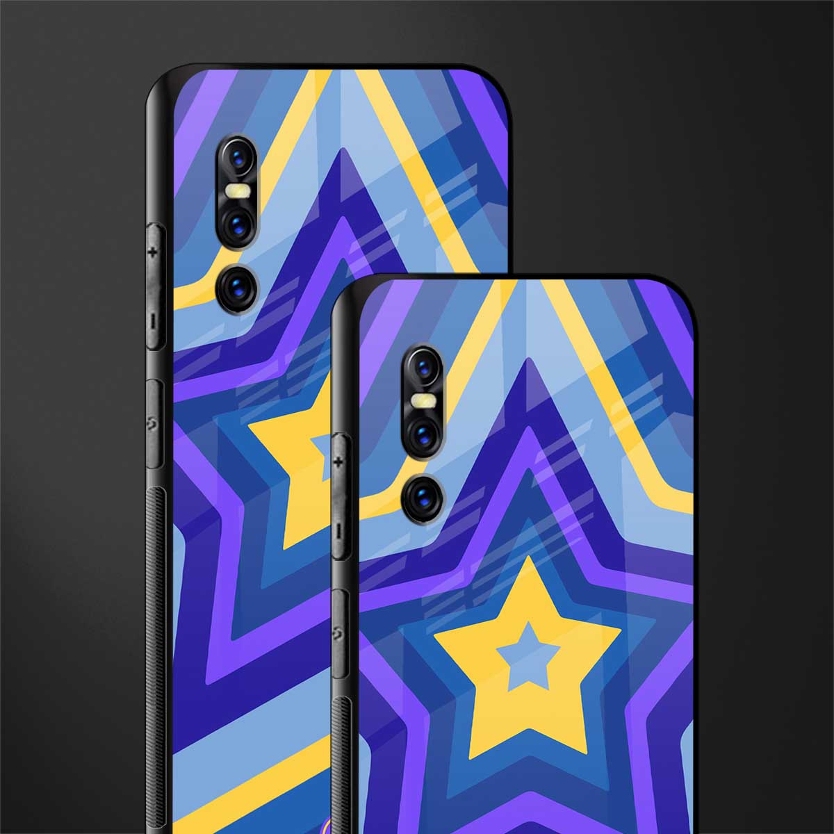 y2k yellow blue stars glass case for vivo v15 pro image-2