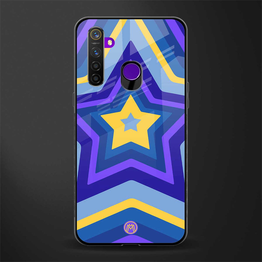y2k yellow blue stars glass case for realme 5 image