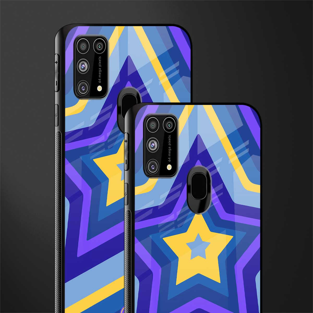 y2k yellow blue stars glass case for samsung galaxy m31 prime edition image-2