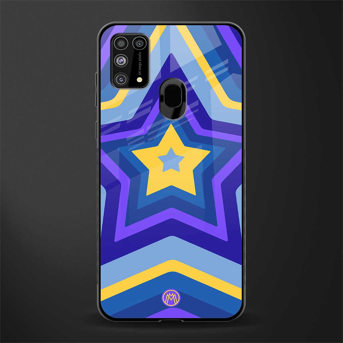 y2k yellow blue stars glass case for samsung galaxy f41 image
