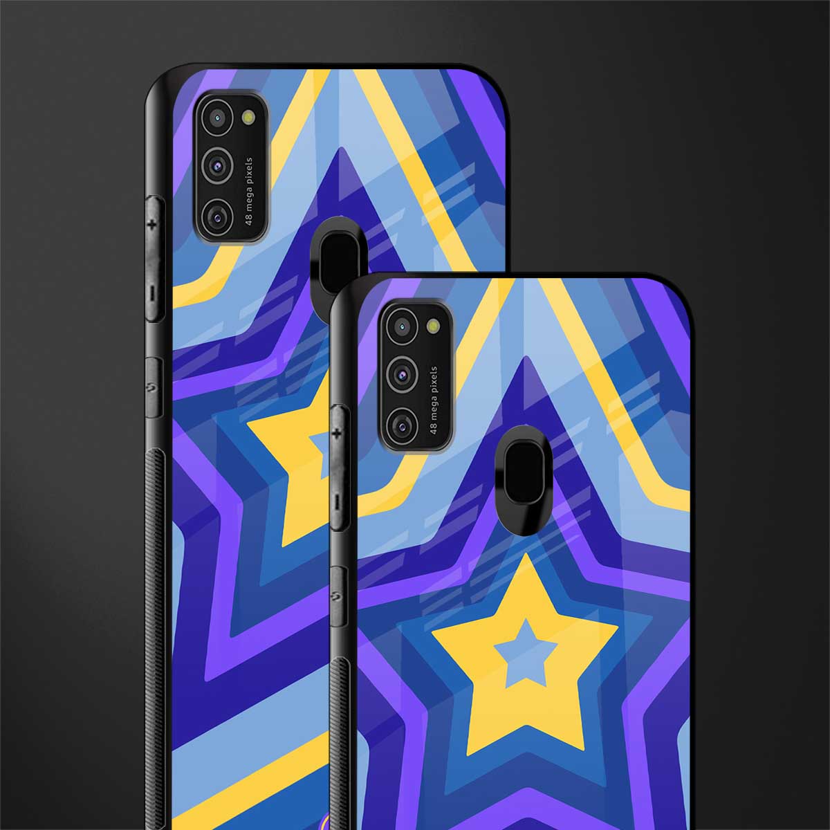 y2k yellow blue stars glass case for samsung galaxy m30s image-2