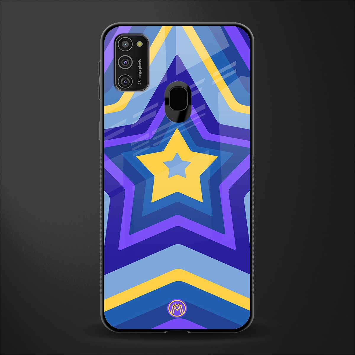 y2k yellow blue stars glass case for samsung galaxy m21 image