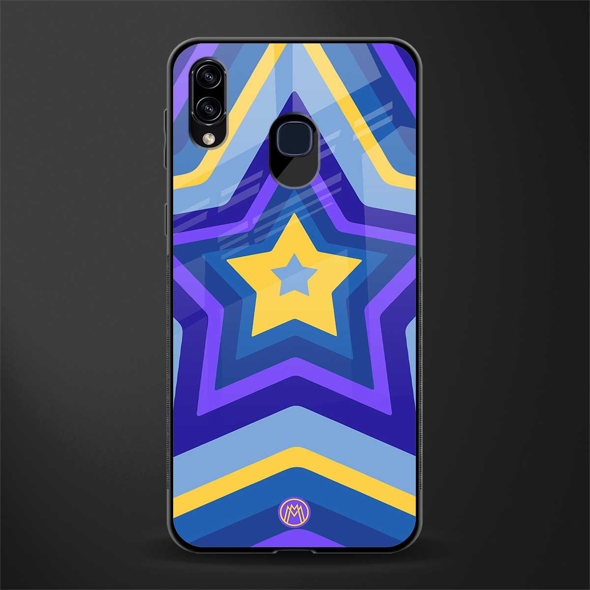 y2k yellow blue stars glass case for samsung galaxy a20 image