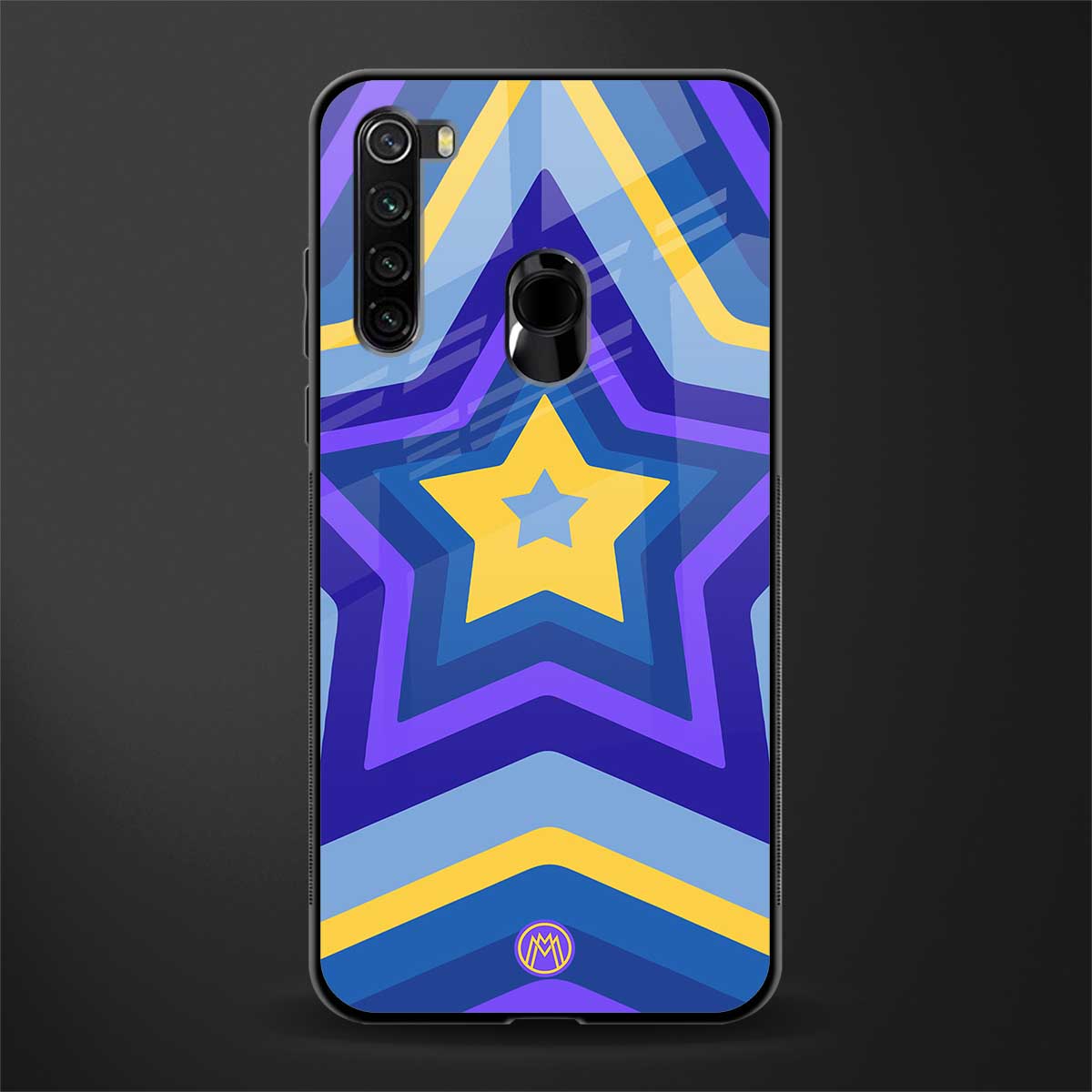 y2k yellow blue stars glass case for redmi note 8 image