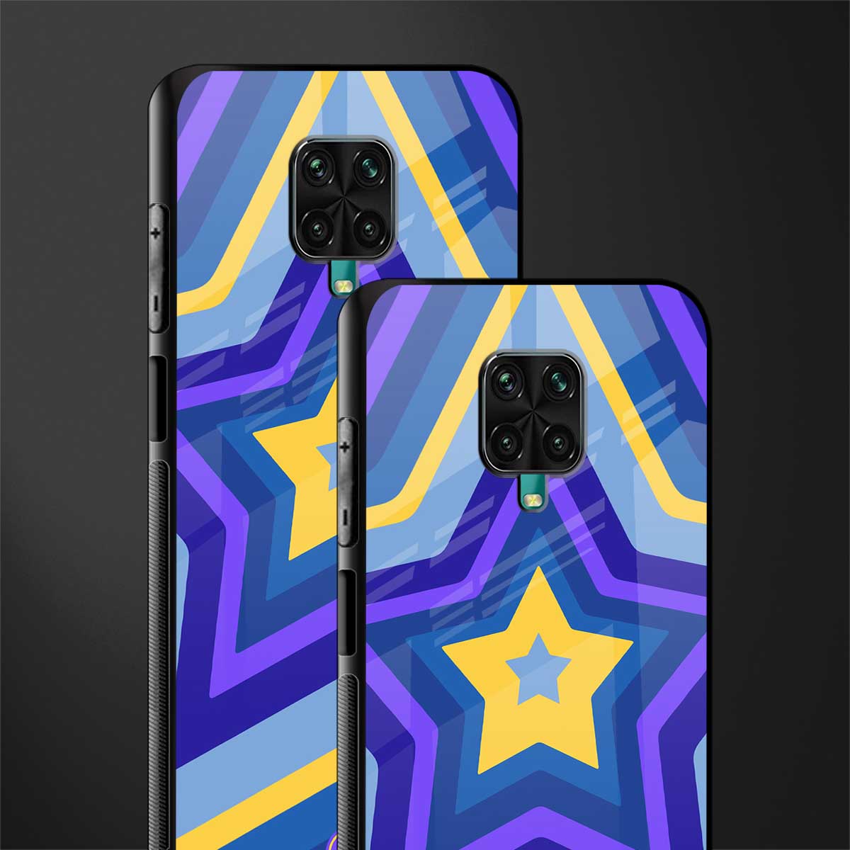 y2k yellow blue stars glass case for poco m2 pro image-2
