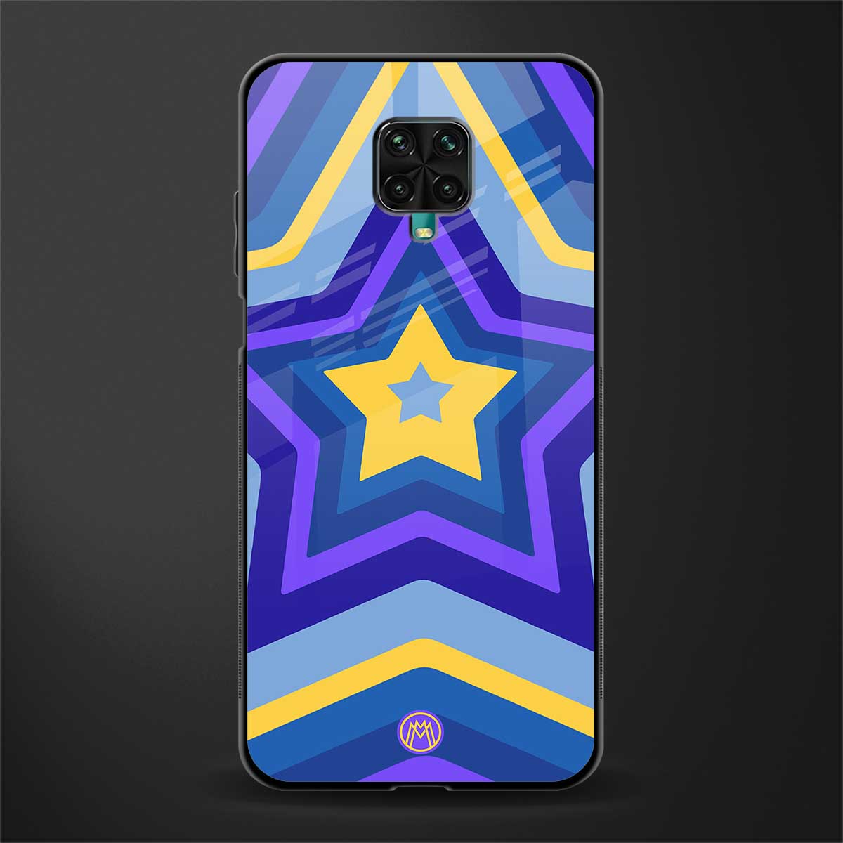 y2k yellow blue stars glass case for redmi note 9 pro image