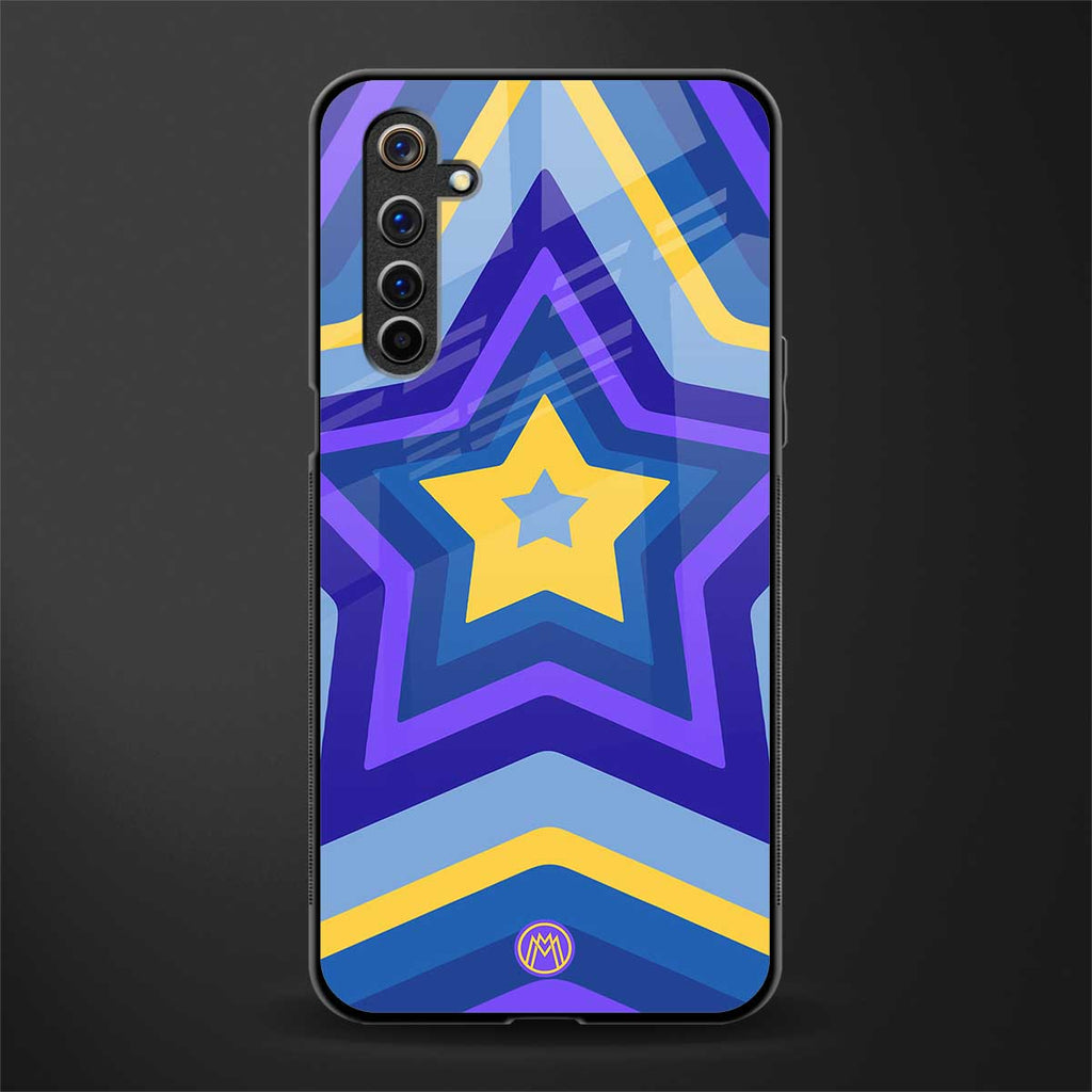 y2k yellow blue stars glass case for realme 6i image