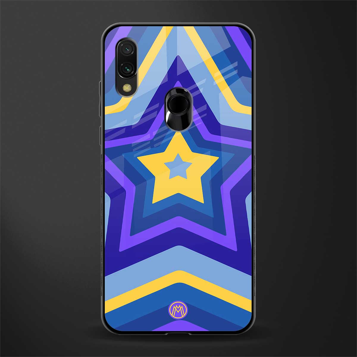 y2k yellow blue stars glass case for redmi y3 image