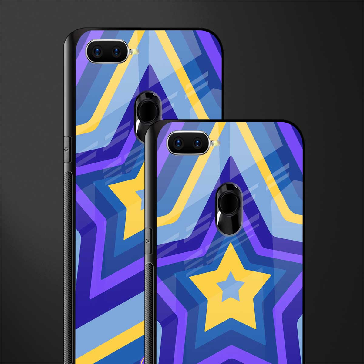 y2k yellow blue stars glass case for oppo a7 image-2