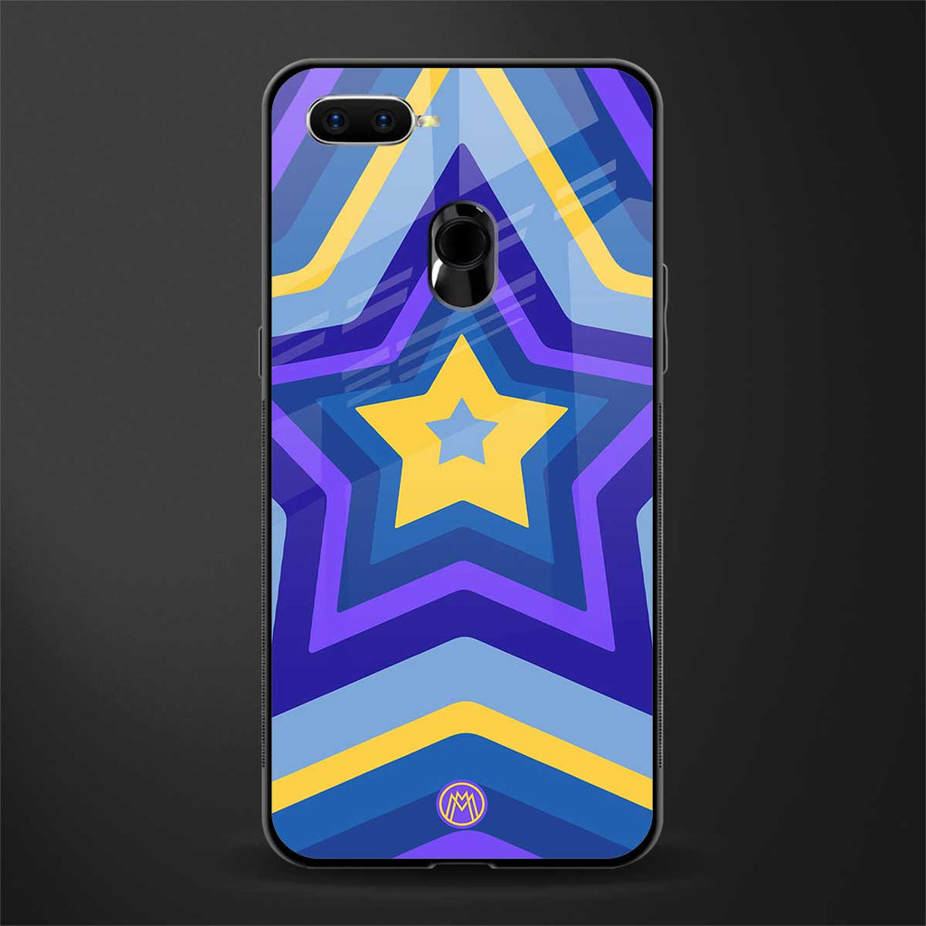 y2k yellow blue stars glass case for oppo a12 image