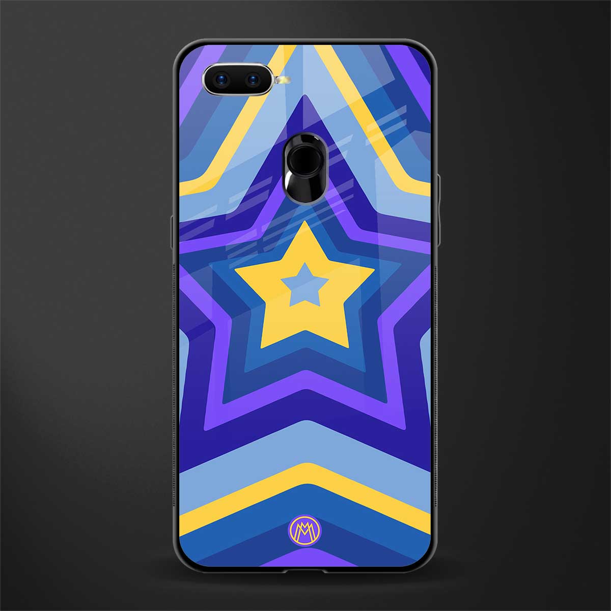 y2k yellow blue stars glass case for oppo a12 image
