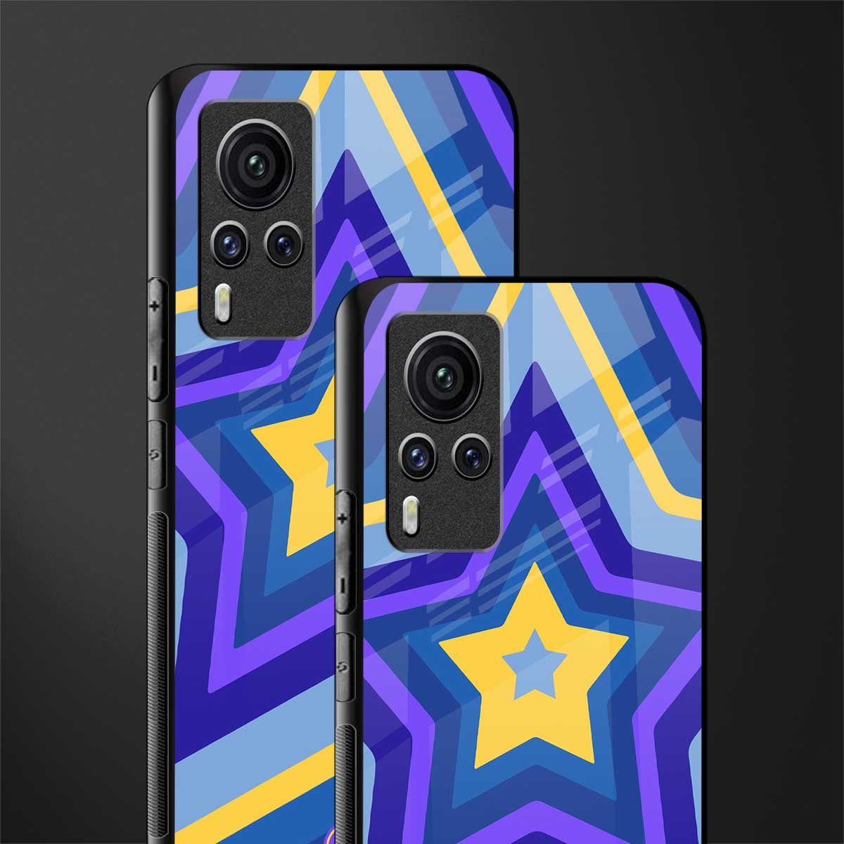 y2k yellow blue stars glass case for vivo x60 pro image-2