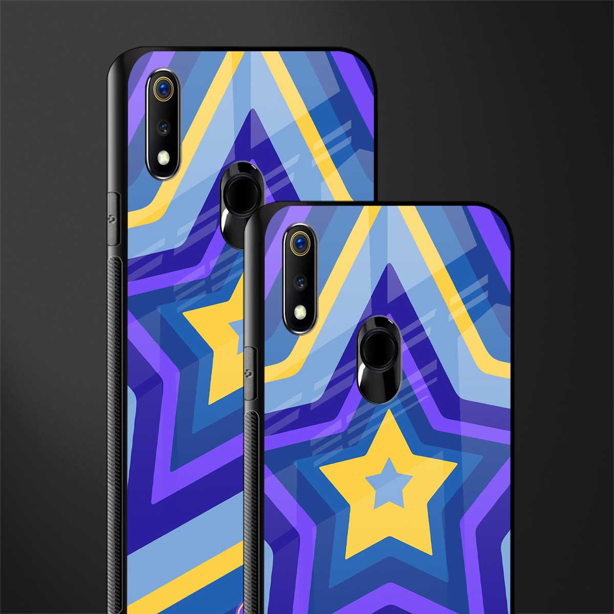 y2k yellow blue stars glass case for realme 3 pro image-2