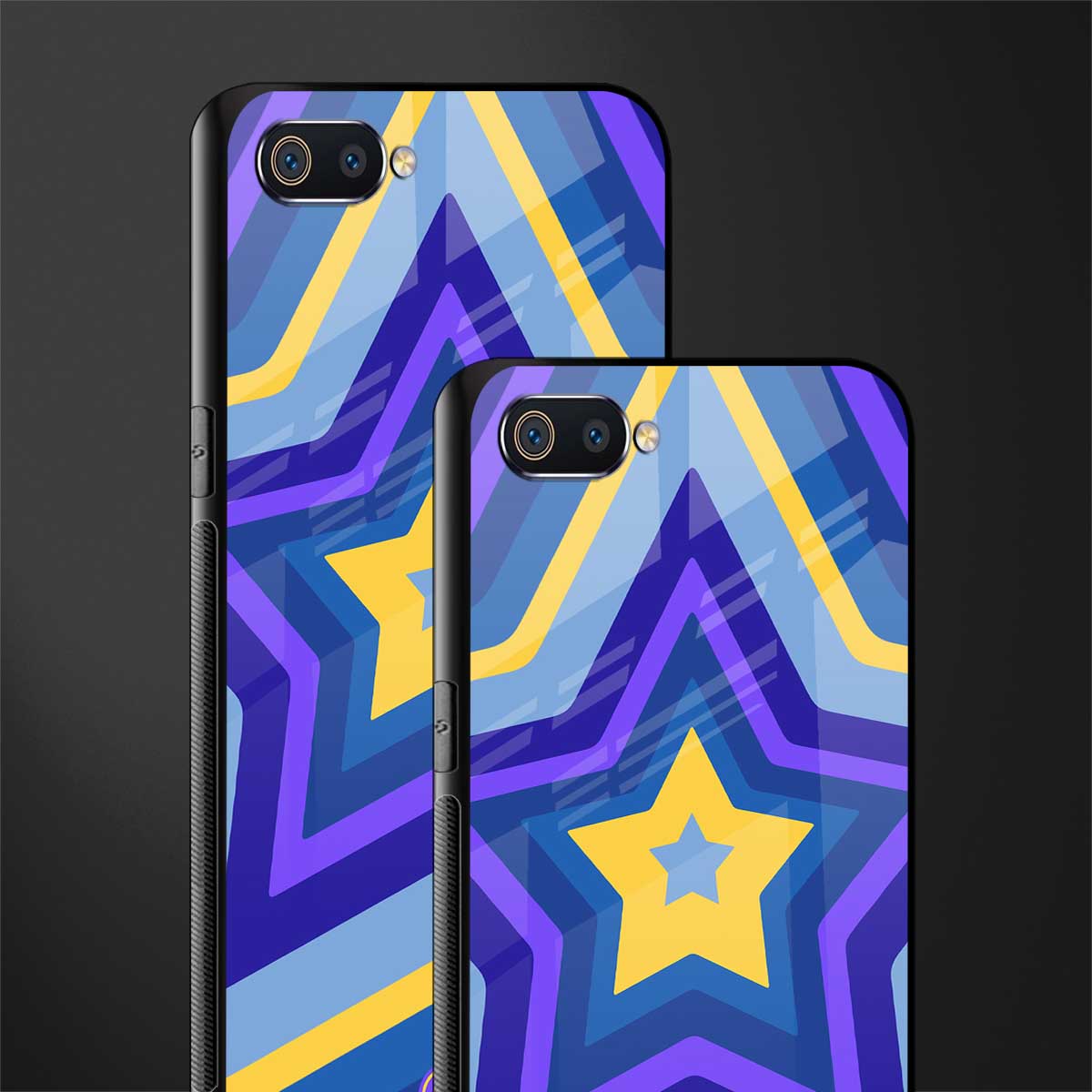 y2k yellow blue stars glass case for realme c2 image-2