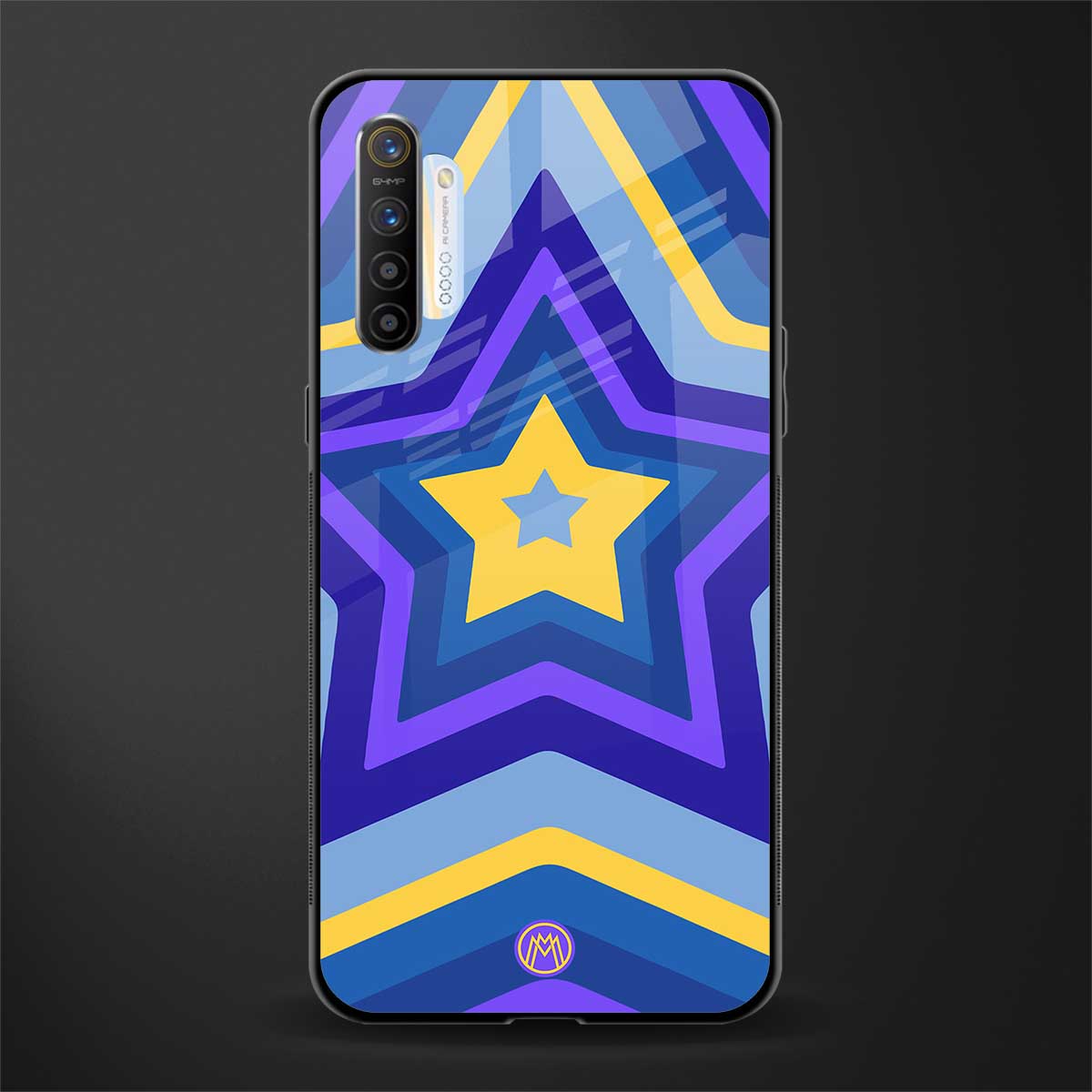y2k yellow blue stars glass case for realme xt image
