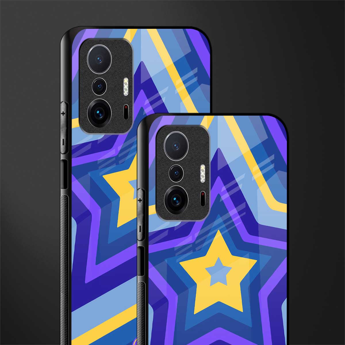 y2k yellow blue stars glass case for mi 11t pro 5g image-2