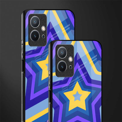 y2k yellow blue stars glass case for vivo t1 5g image-2