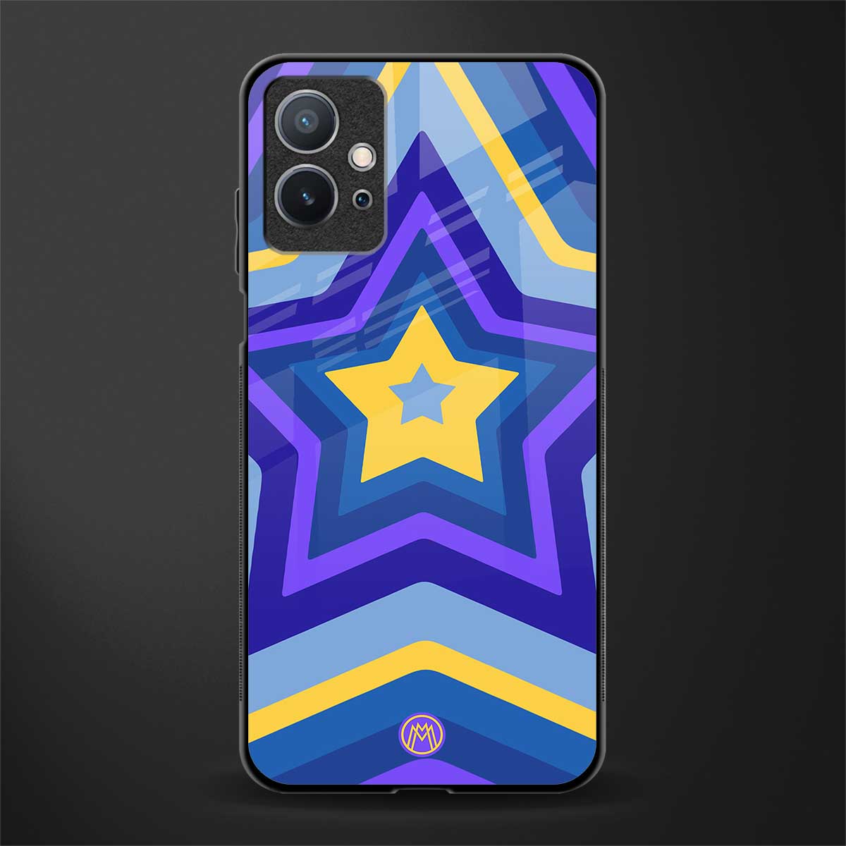 y2k yellow blue stars glass case for vivo t1 5g image