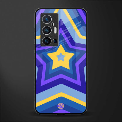 y2k yellow blue stars glass case for vivo x70 pro plus image