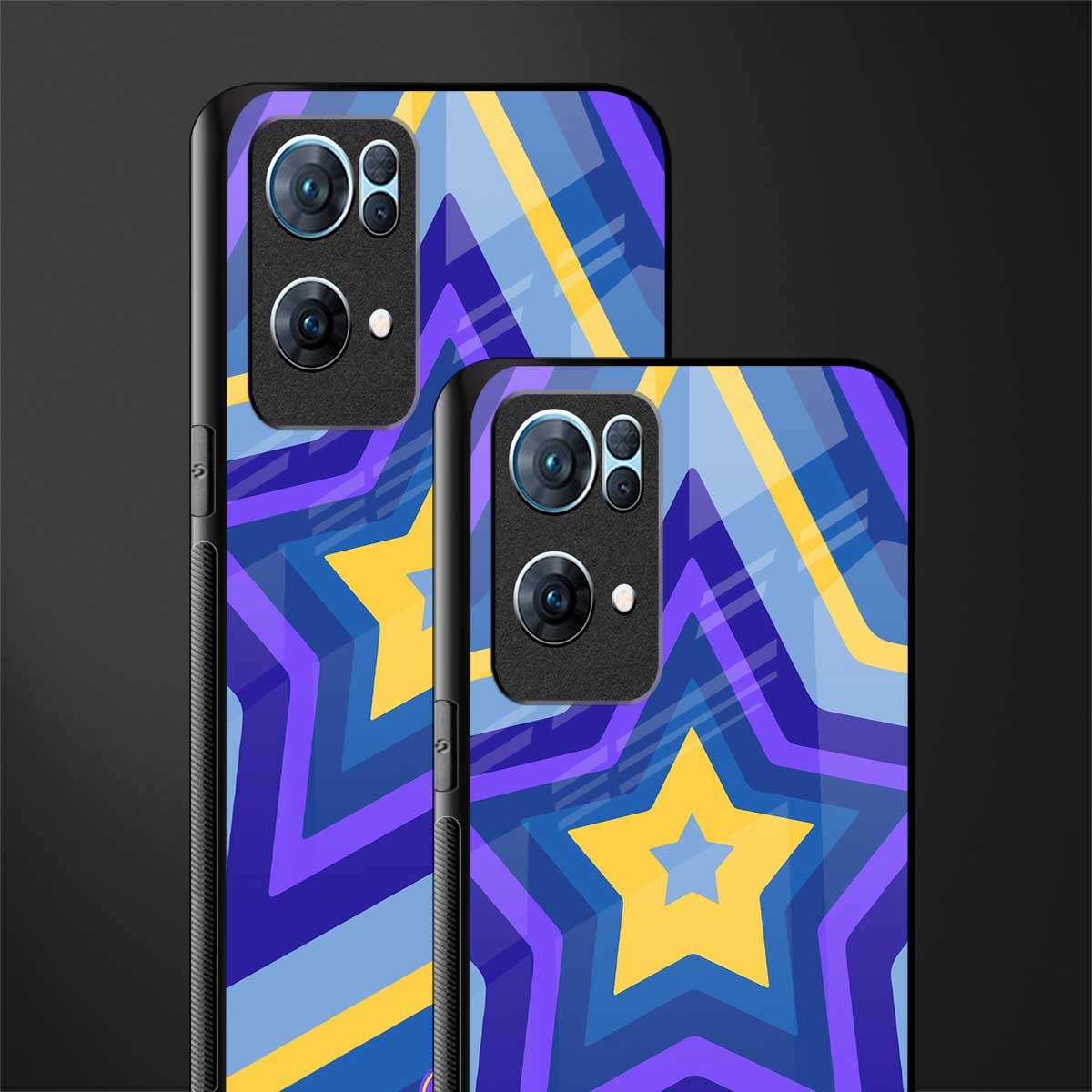 y2k yellow blue stars glass case for oppo reno7 pro 5g image-2