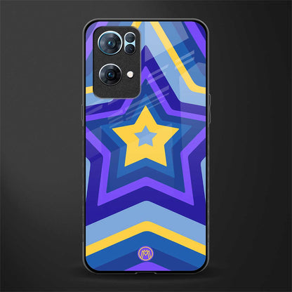 y2k yellow blue stars glass case for oppo reno7 pro 5g image