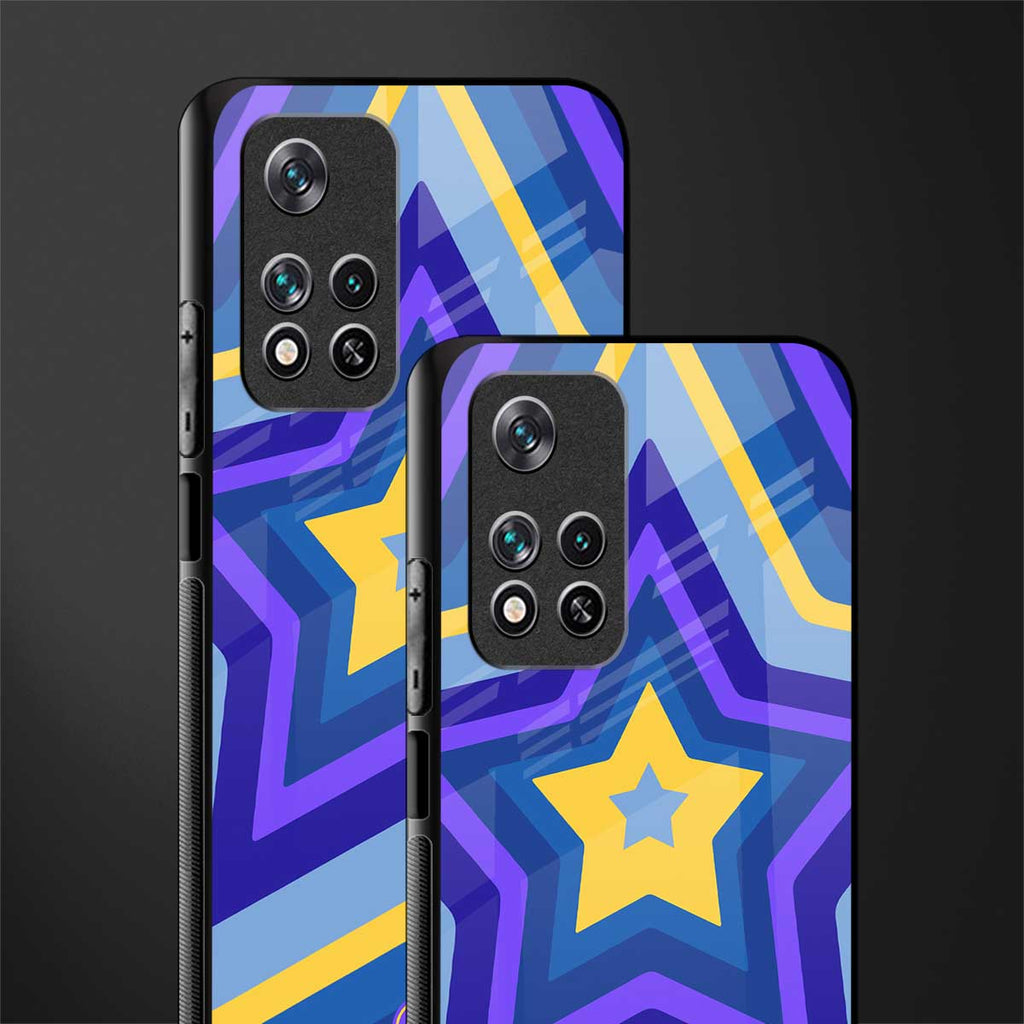 y2k yellow blue stars glass case for poco m4 pro 5g image-2