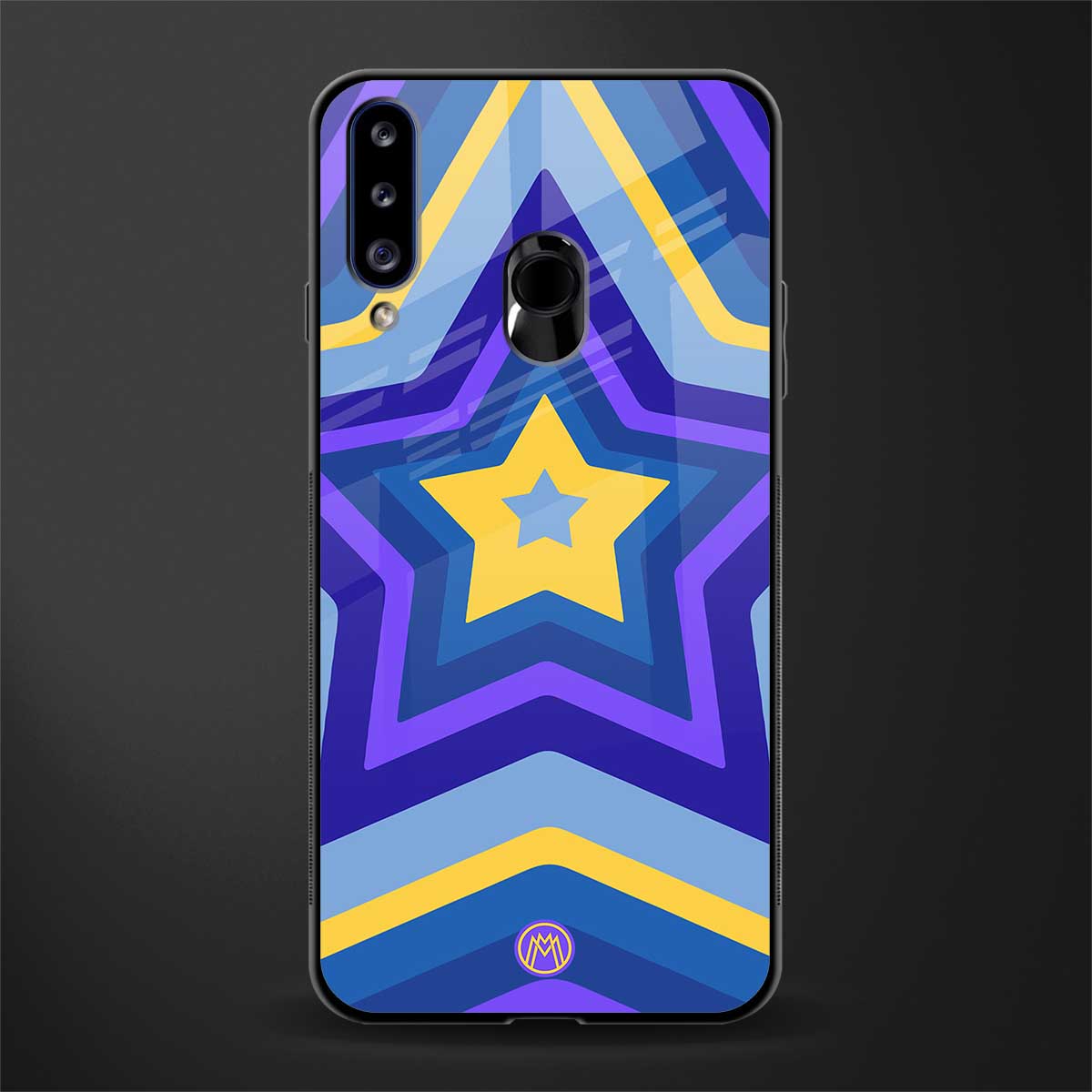 y2k yellow blue stars glass case for samsung galaxy a20s image