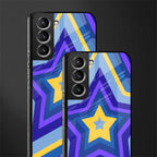 y2k yellow blue stars glass case for samsung galaxy s21 fe 5g image-2