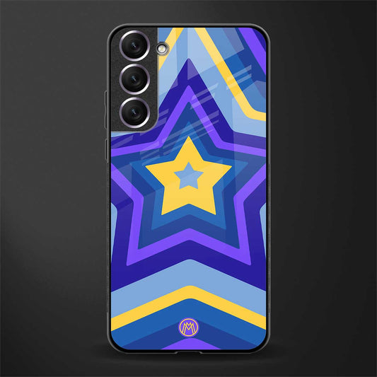 y2k yellow blue stars glass case for samsung galaxy s21 plus image