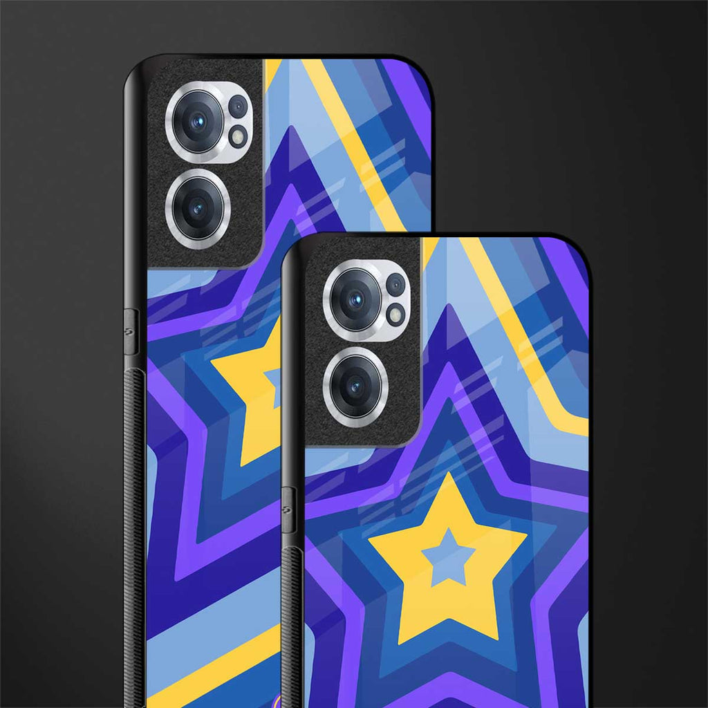 y2k yellow blue stars glass case for oneplus nord ce 2 5g image-2