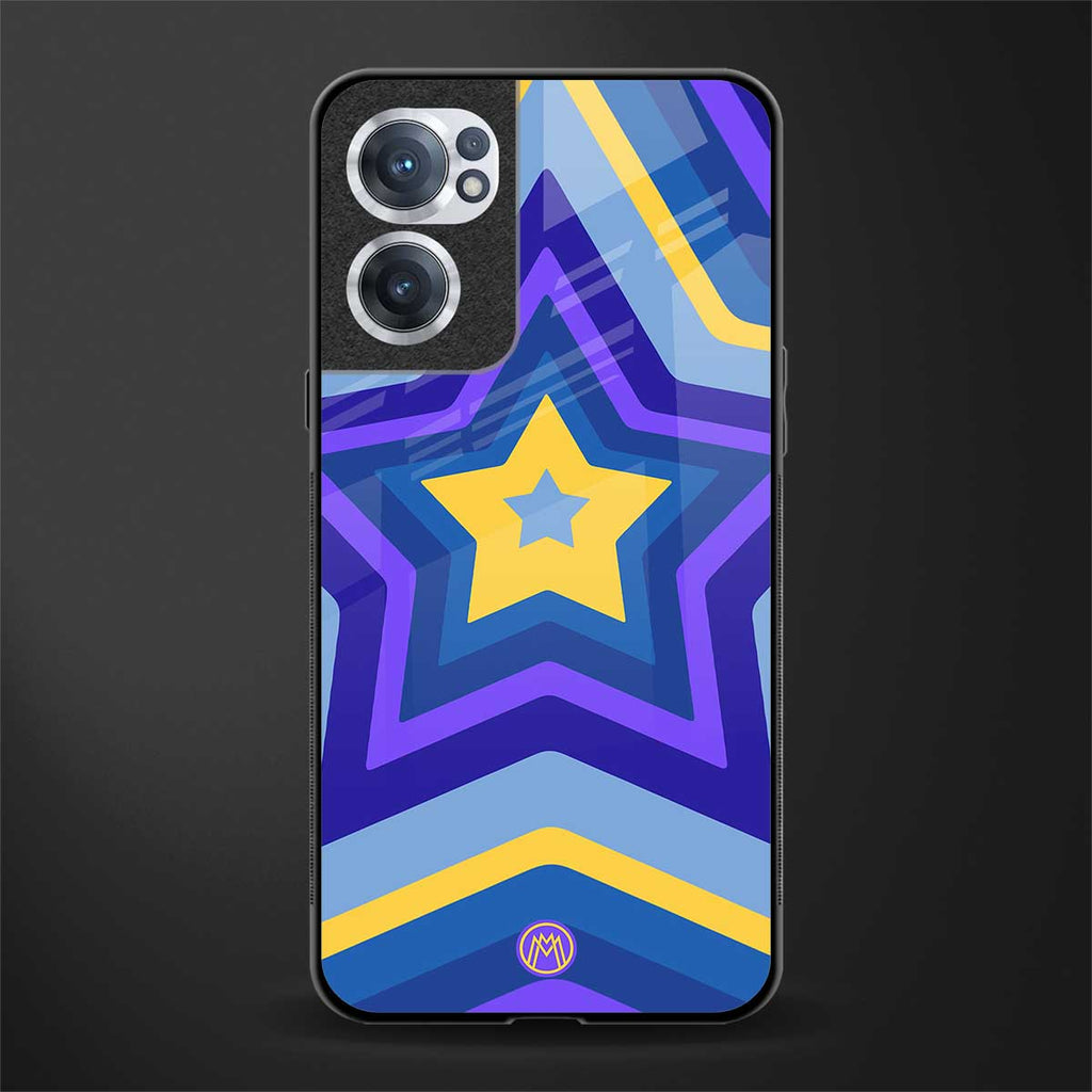 y2k yellow blue stars glass case for oneplus nord ce 2 5g image