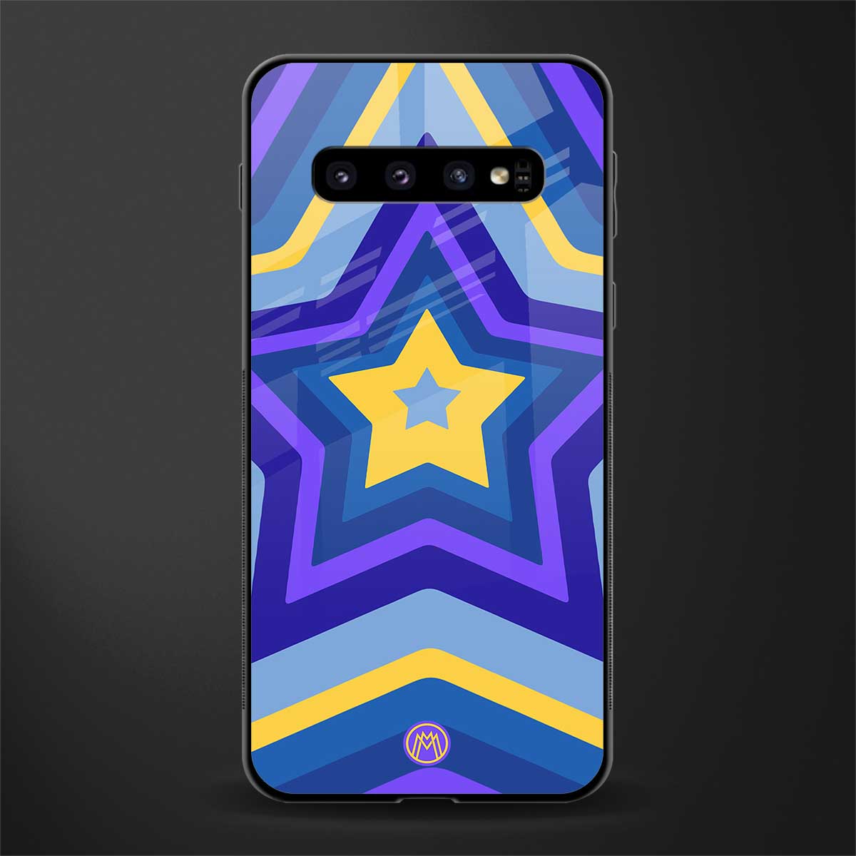 y2k yellow blue stars glass case for samsung galaxy s10 plus image