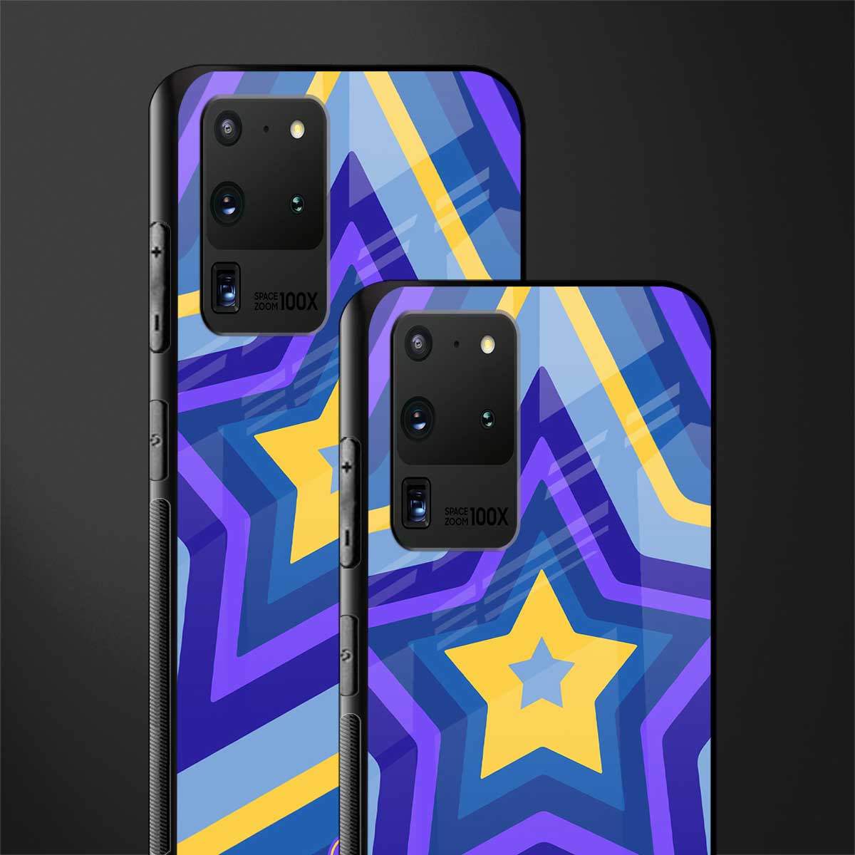 y2k yellow blue stars glass case for samsung galaxy s20 ultra image-2