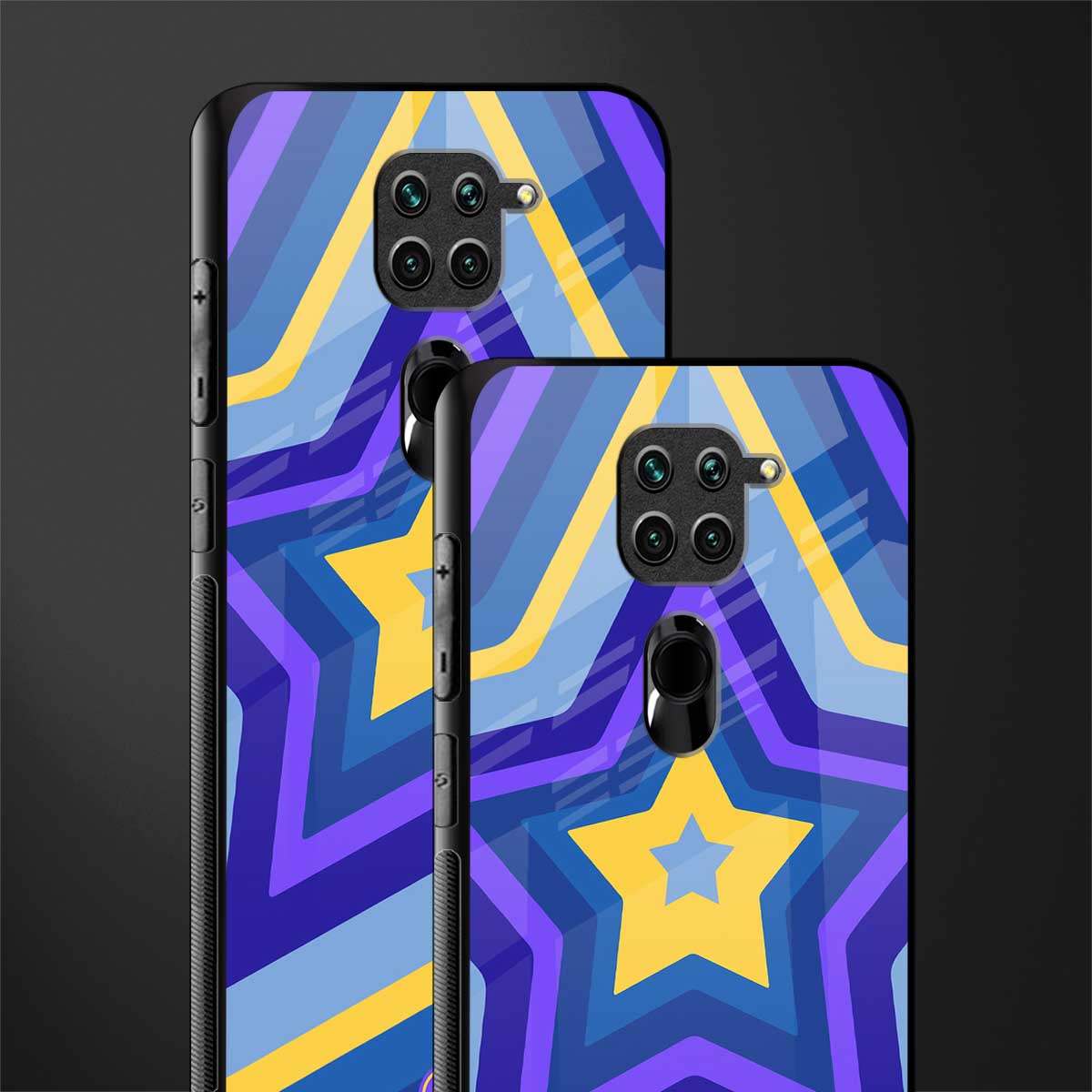 y2k yellow blue stars glass case for redmi note 9 image-2