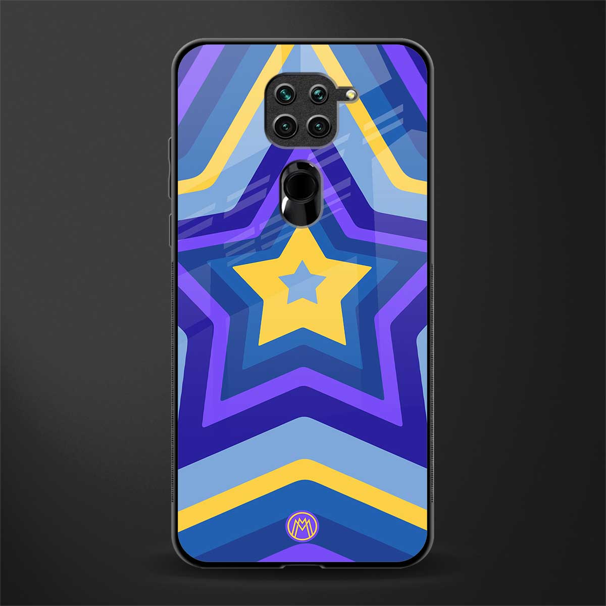 y2k yellow blue stars glass case for redmi note 9 image