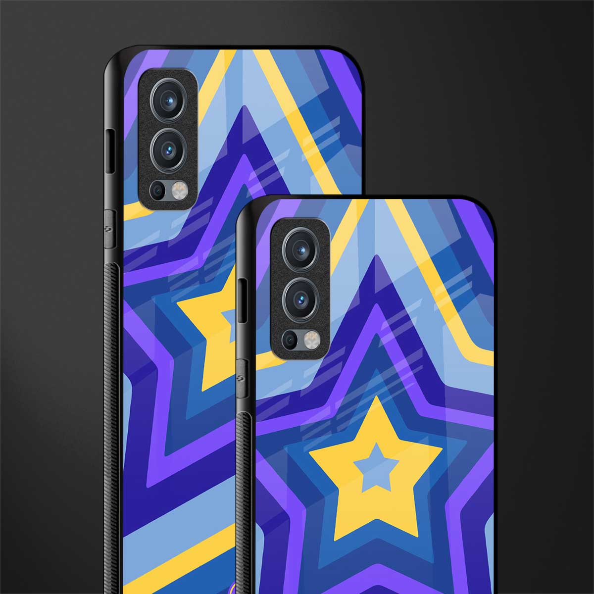y2k yellow blue stars glass case for oneplus nord 2 5g image-2
