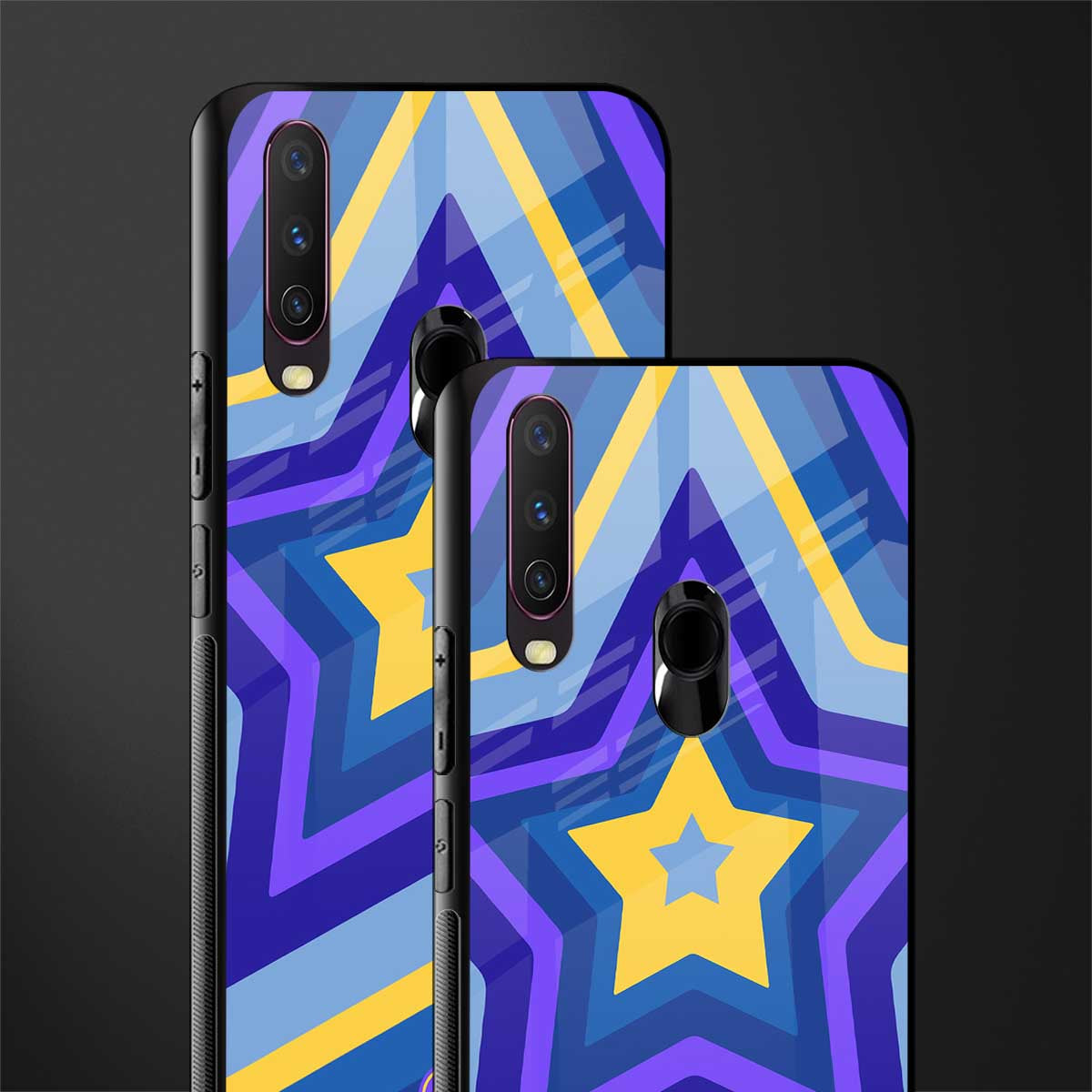 y2k yellow blue stars glass case for vivo y12 image-2